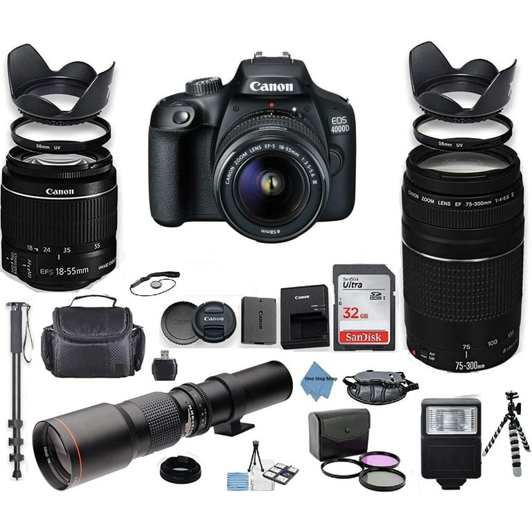 Canon EOS 4000D DSLR Camera with 18-55mm is II Lens Bundle + Canon