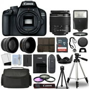 Canon EOS 4000D / Rebel T100 SLR Camera + 3 Lens Kit 18-55mm+ 32GB+ Flash & More - International Version