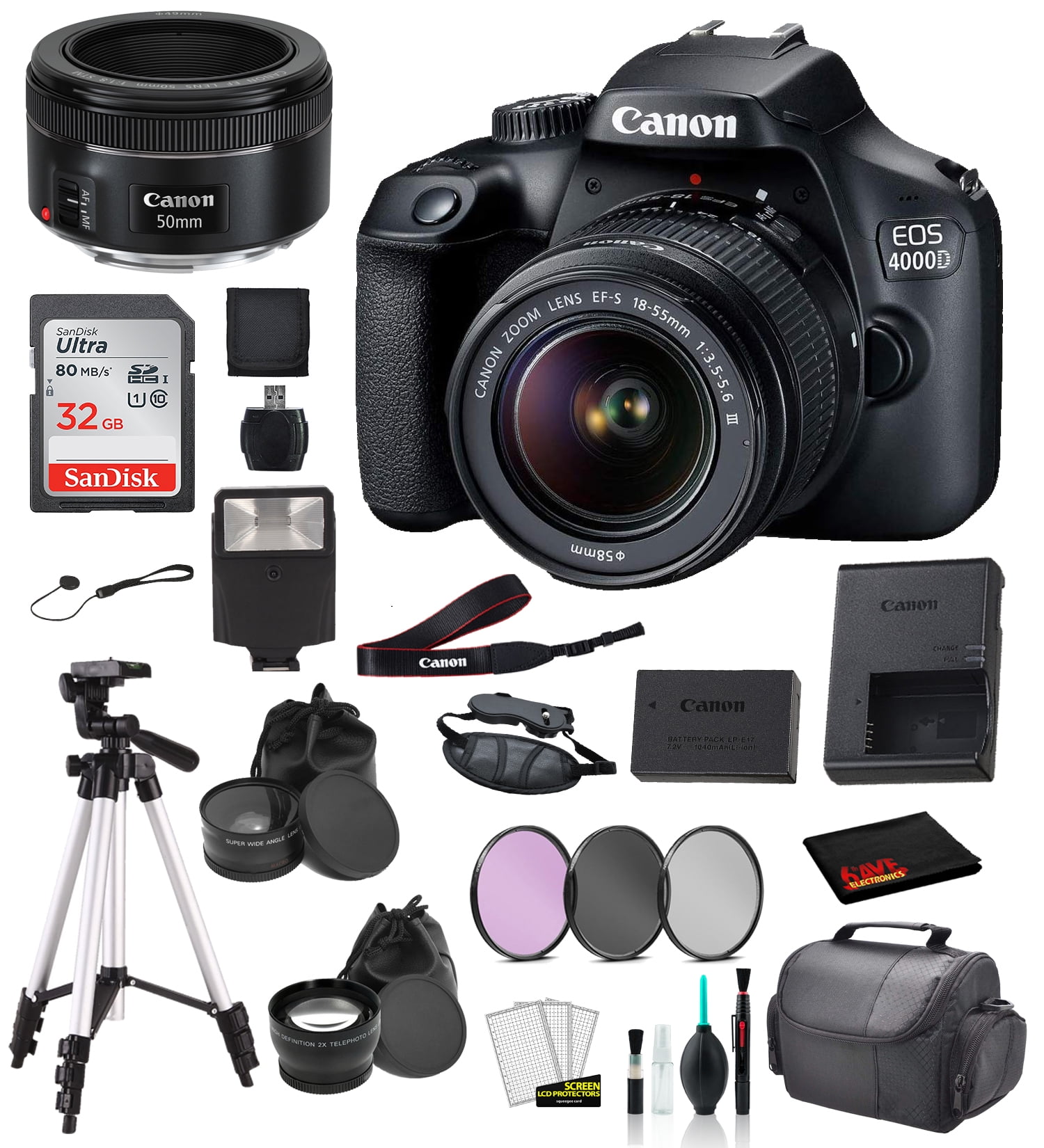 Canon EOS 4000D EF-S 18-55mm and EF 50mm f/1.8 STM Lens