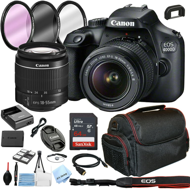 https://i5.walmartimages.com/seo/Canon-EOS-4000D-Rebel-T100-DSLR-Camera-18-55mm-Lens-Optics-Filter-Set-Bag-Sandisk-Ultra-64GB-Card-Al-s-Variety-Cleaning-Kit-And-More_7c5bb465-63ea-4a10-bc07-27dc2763e864.6cb57526f688f5b81d80f65a7f791f17.jpeg?odnHeight=768&odnWidth=768&odnBg=FFFFFF