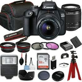 Canon EOS 4000D DSLR Camera w/Canon EF-S 18-55mm F/3.5-5.6 III Zoom Lens +  Case + 128GB SD Card + Inspire Digital Cloth (15pc Bundle) (Renewed)