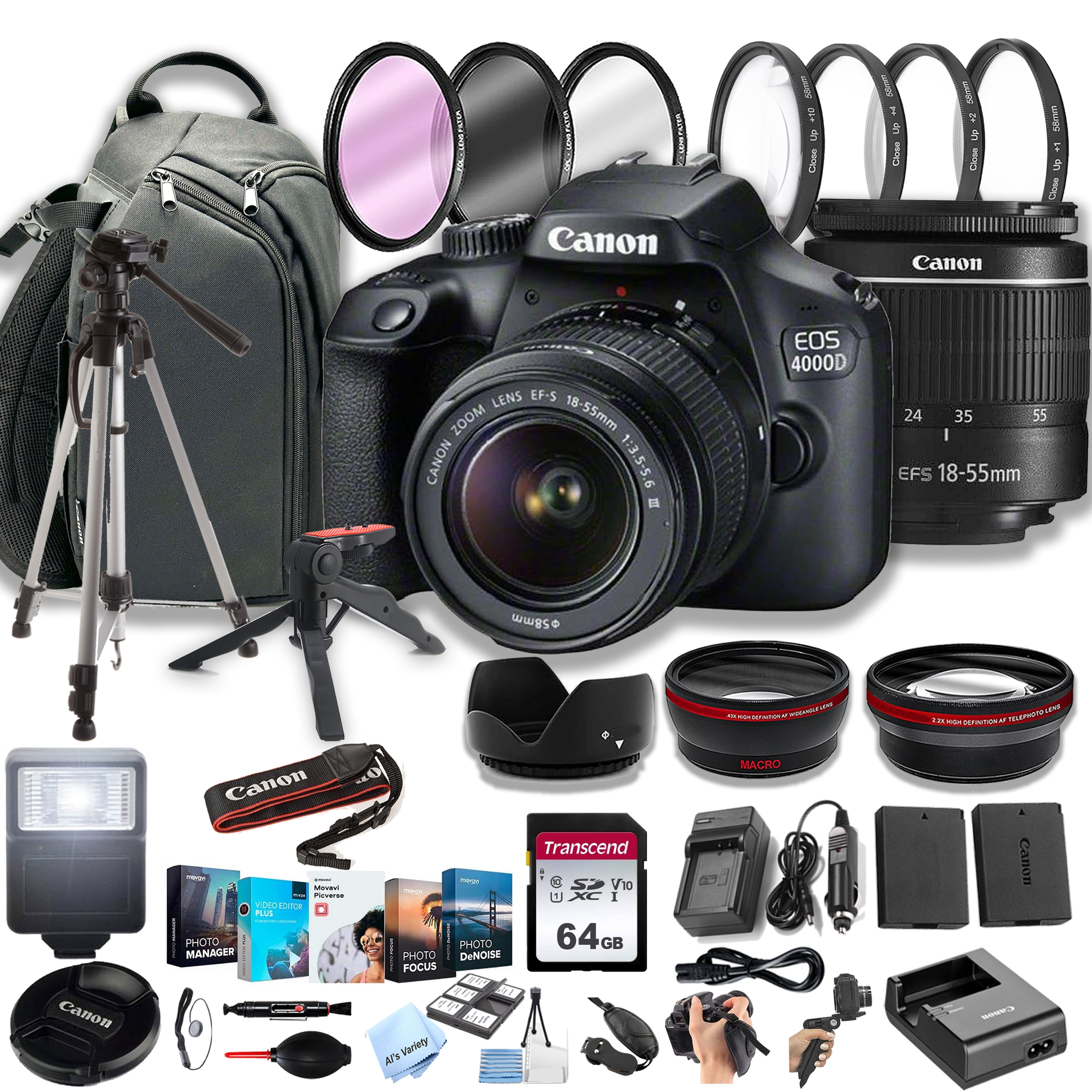 Canon EOS Rebel T7 DSLR Camera Bundle With 18-55mm Lens, 64GB, Tripod, Case & More (34pc Kit) – Renewed