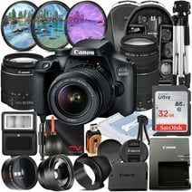 Canon EOS 4000D / Rebel T100 DSLR Camera with EF-S 18-55mm + EF 75-300mm Zoom Lens + SanDisk 32GB Memory Card + SV Premium Accessory Bundle