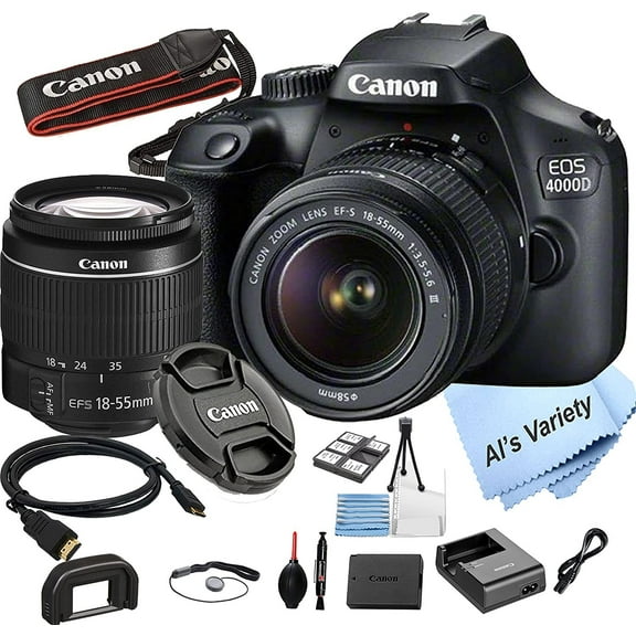 Canon EOS 4000D / Rebel T100 with 18-55mm f/3.5-5.6 Zoom Lens18.0 Megapixels 9-Point AF WiFi HD 1080P - DSLR Camera Bundle