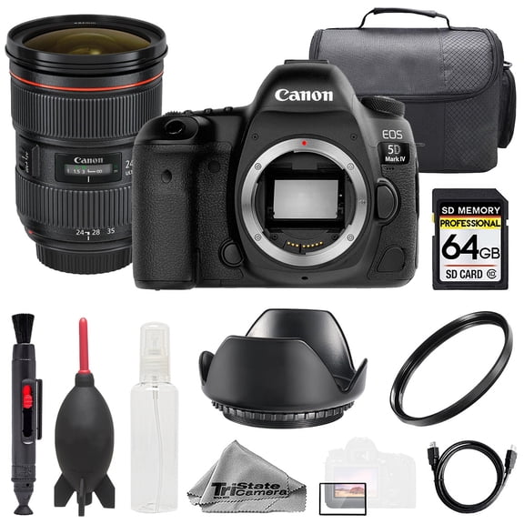 Canon EOS 5D IV Camera + EF 24-70mm f/2.8L II USM Zoom Lens +64GB + Bag+ UV Filter- Basic Kit (International Version)