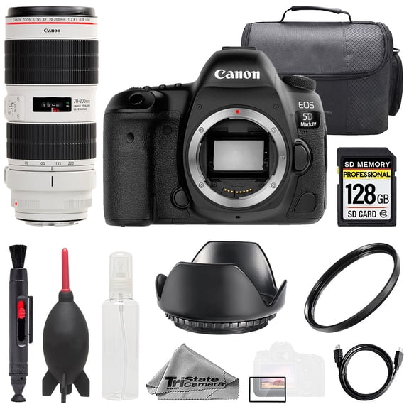 Canon EOS 5D IV Camera + EF 70-200mm f/2.8L IS III USM Lens +128GB+ Bag+ UV Filter- Basic Kit (International Version)