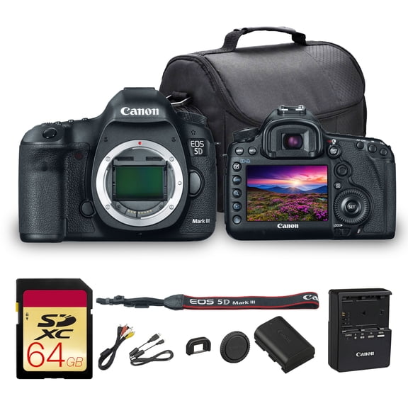 Canon EOS 5D Mark III DSLR Camera | 22.3MP Full-Frame CMOS Sensor, DIGIC 5+ Processor & Full HD Video | Great for Weddings, Portraits & Events (5260B002) + Canon EOS 200ES Bag + 64GB Card