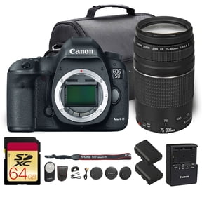 Canon EOS 5D Mark III DSLR Camera | 22.3MP Full-Frame CMOS Sensor, DIGIC 5+ Processor & HD Video | For Weddings, Portraits & Events (5260B002) + Canon EF 75-300mm f/4-5.6 III Lens + RC-6 + Bag + More