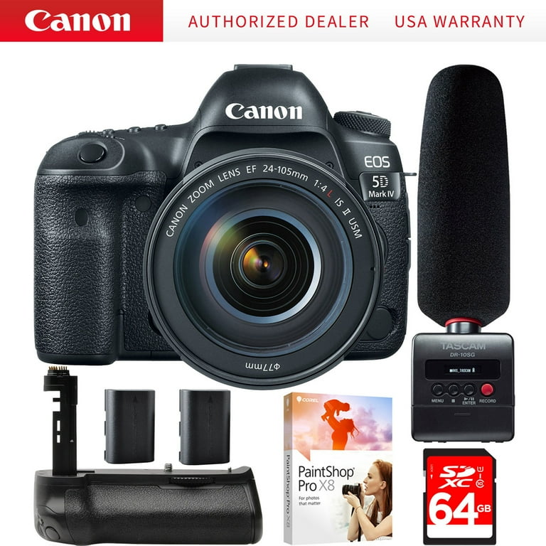Canon EOS 5D Mark IV DSLR Camera, EF 24-105mm Lens, Tascam Audio