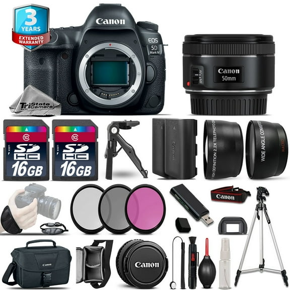 Canon EOS 5D Mark IV Camera + 50mm - 3 Lens Kit + 32GB + EXT BAT + 2yr Warranty (International Version)