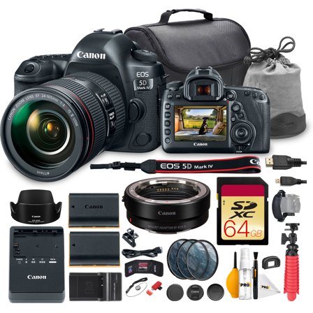 Canon EOS 5D Mark IV DSLR Camera with 24-105mm f/4L IS II USM Lens Bundle, 30.4MP Full Frame Sensor, Dual Pixel CMOS AF, 4K Video (International Model)