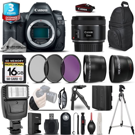 Canon EOS 5D Mark IV DSLR Camera + 50mm 1.8 STM  + 2yr Warranty -Ultimate Bundle
