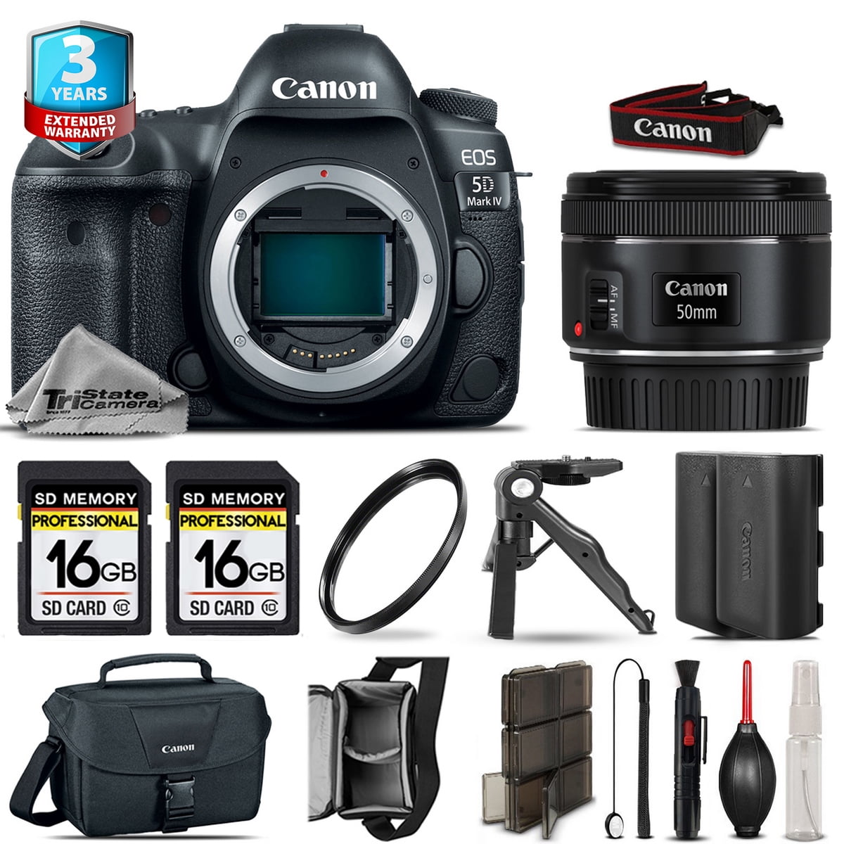Canon EOS 5D Mark IV DSLR Camera + 50mm + Extra Battery + 32GB +