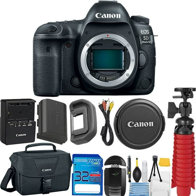 Canon EOS 5D Mark IV DSLR Camera (Body Only) 32GB SD Memory Card + Memory Card Reader + 12'' Flexible Tripod + Camera Case + Starter Cleaning Kit + Deal-Expo Accessories Bundle