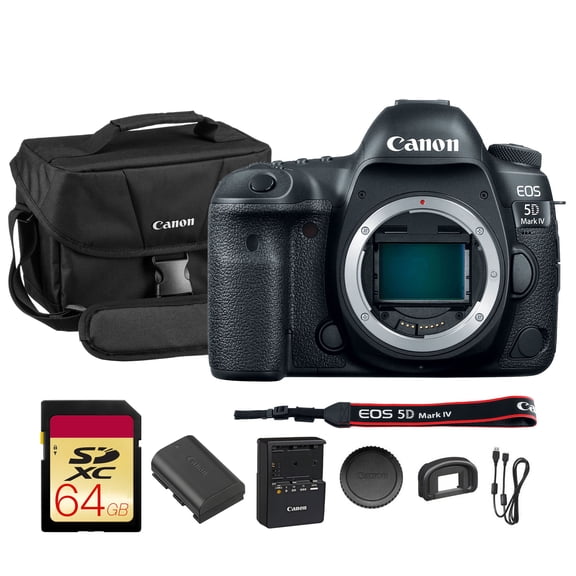 Canon EOS 5D Mark IV DSLR Camera (Body Only)  Full-Frame 30.4MP DSLR with 4K Video, Dual Pixel AF & Built-In Wi-Fi (1483C002) + Canon Shoulder Bag + 64GB Memory Card