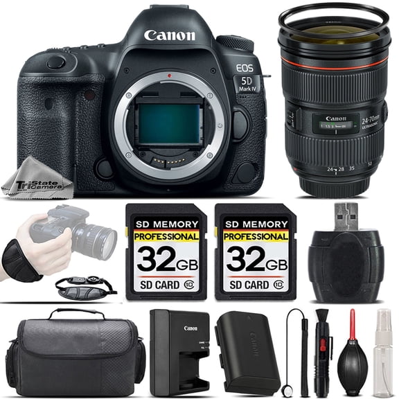 Canon EOS 5D Mark IV DSLR Camera + Canon EF 24-70 f/ 2.8L II USM Lens -64GB Kit (International Version)