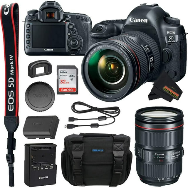 Canon EOS 5D Mark IV DSLR Camera with 24-105 mm F/4l II Lens +32GB SD +Buzz-Photo Bundle