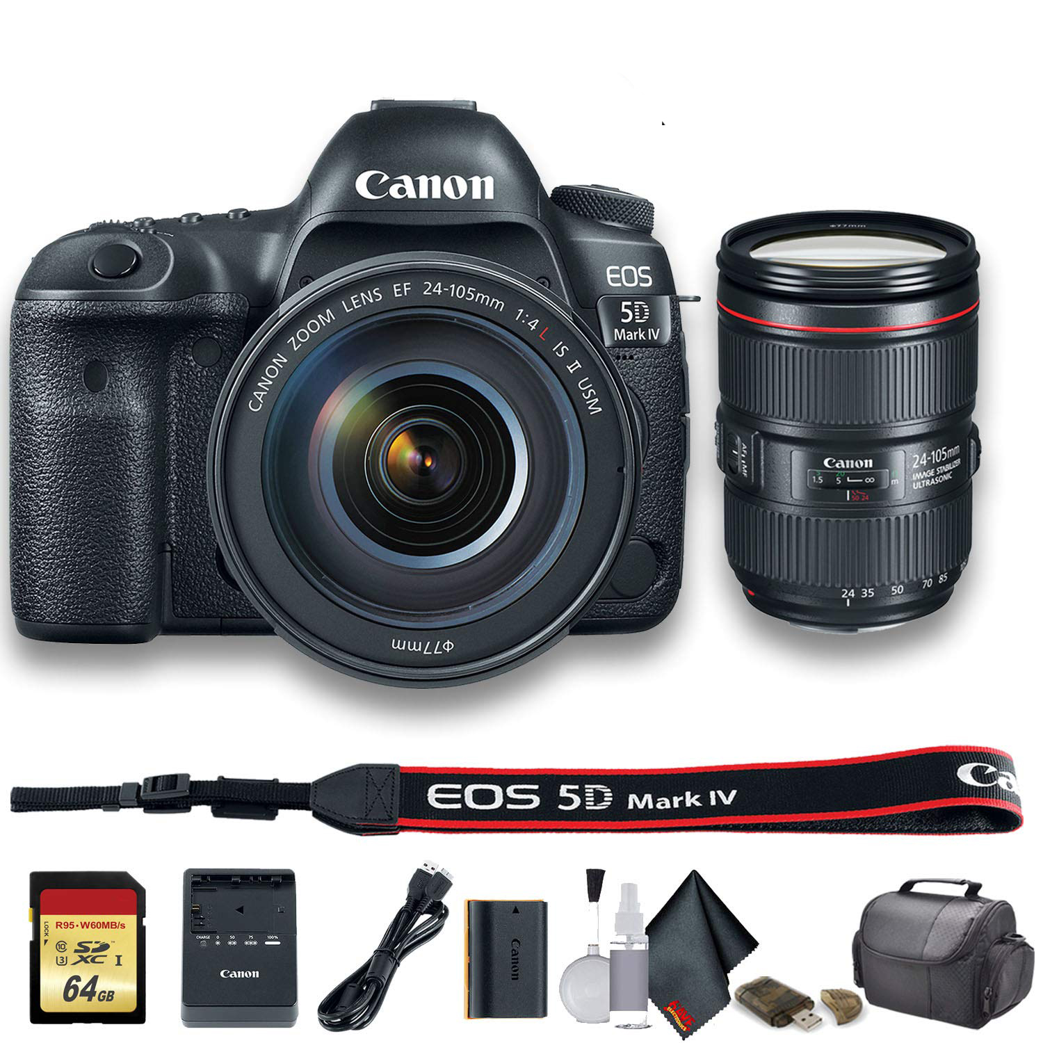 Canon EOS 5D Mark IV DSLR Camera with 24-105mm f/4L II Lens (Intl Model) - Starter Bundle - image 1 of 3