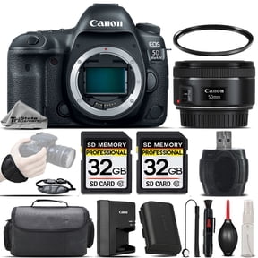 Canon EOS 5D Mark IV DSLR GPS WiFi NFC Camera + 50mm 1.8 STM Lens - 64GB Kit (International Version)