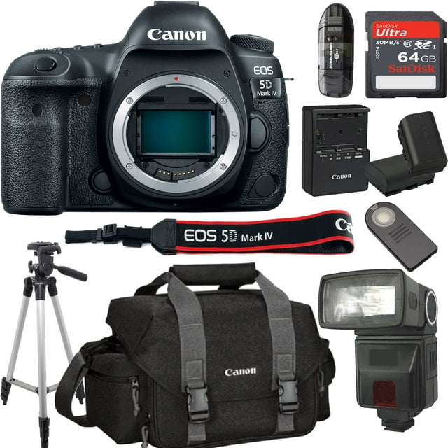 Canon EOS 5D Mark IV Full Frame Digital SLR Camera Body Only (No Lens) Bundle + 64GB High Speed Memory Card + Canon 300DG Deluxe Camera Bag + Wireless Remote Shutter + Tripod + More