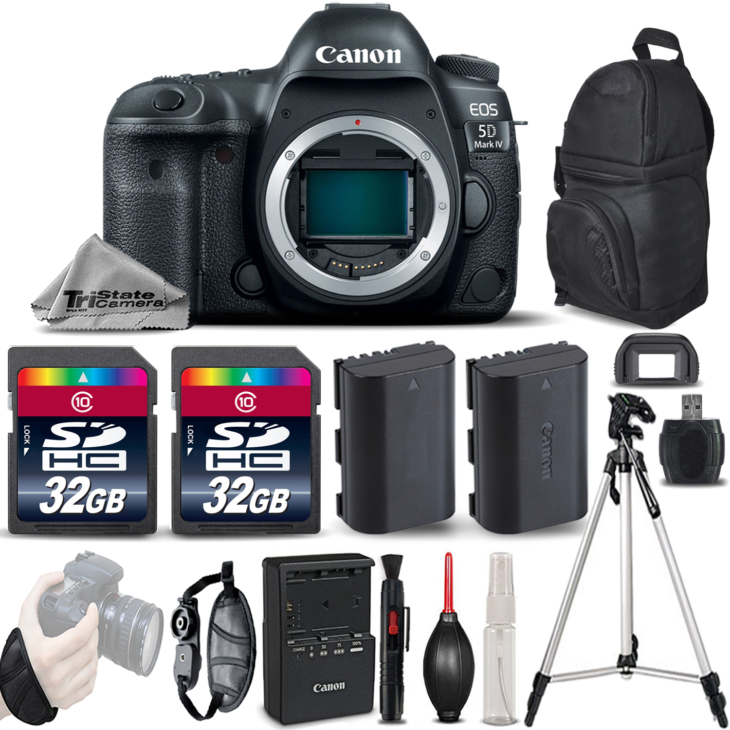 Canon EOS 5D Mark IV GPS WiFi NFC DSLR Camera Body + EXT BAT + Tripod - 64GB Kit - image 1 of 11