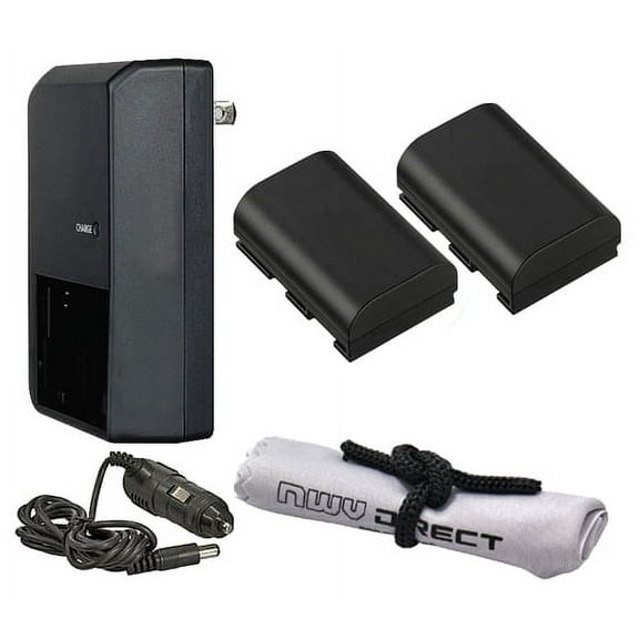 Canon EOS 5D Mark IV High Capacity 'Intelligent' Batteries (2 Units) + AC/DC Travel Charger + Nwv Direct Microfiber Cleaning Cloth.