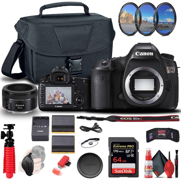 Canon EOS 5DS DSLR Camera (0581C002) + Canon EF 50mm Lens + 64GB Card + More (International Version)