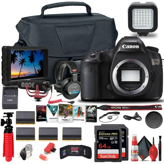 Canon EOS 5DS DSLR Camera (Body Only) (0581C002) + 4K Monitor + Pro Mic + More (International Version)