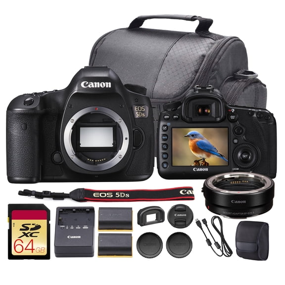 Canon EOS 5DS DSLR Camera Bundle with 64GB Card and EF-EOS R Adapter (0581C002)