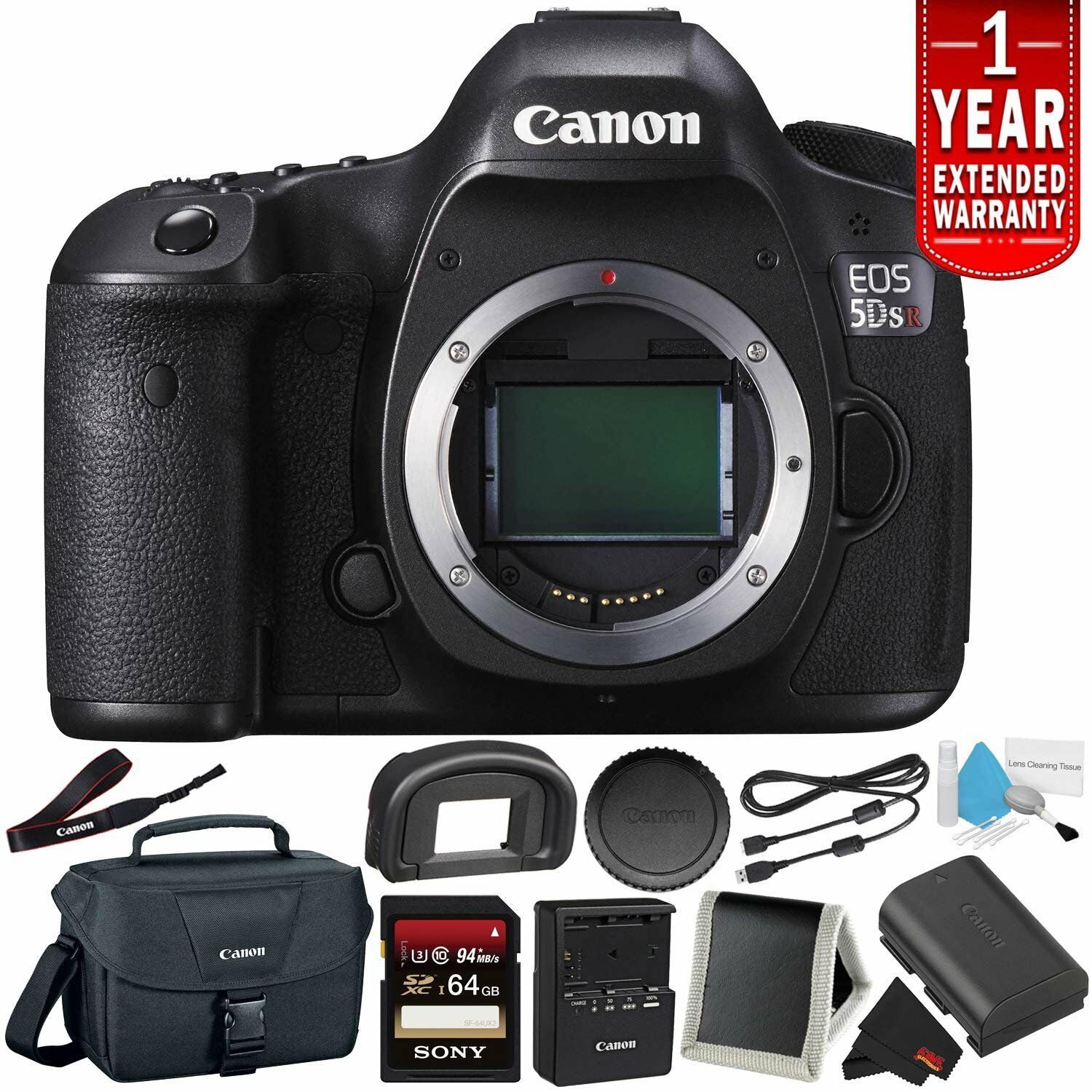 Canon EOS 5DS R Digital SLR Camera 0582C002 (Body Only) - Camera Bundle with 32GB Memory Card + with 1 Year Extended Warranty - image 1 of 4