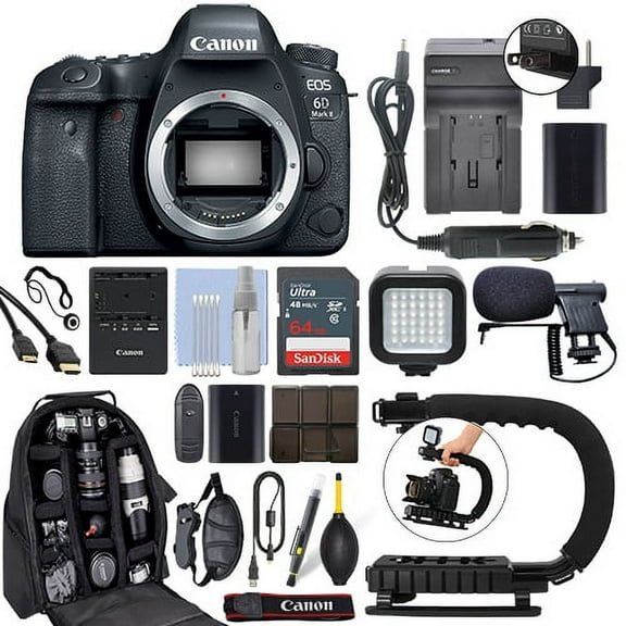 Canon EOS 6D Mark II 26.2MP Digital SLR Camera Body + 64GB Pro Video Kit - International Version