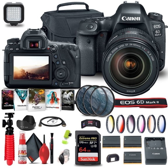 Canon EOS 6D Mark II Camera with 24-105mm f/4L II Lens (1897C009) + 64GB + More (International Version)