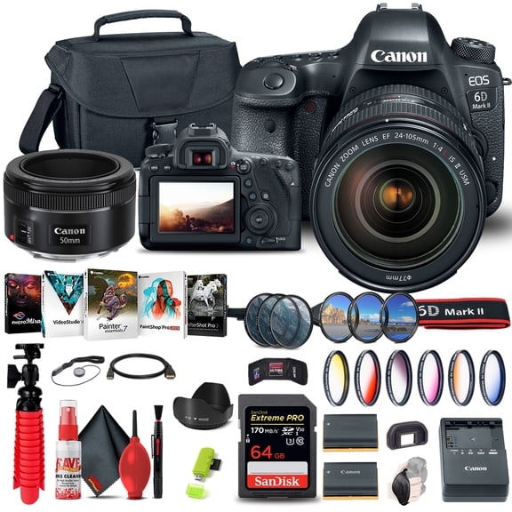 Canon EOS 6D Mark II Camera with 24-105mm f/4L II Lens (1897C009) + 64GB + More (International Version)