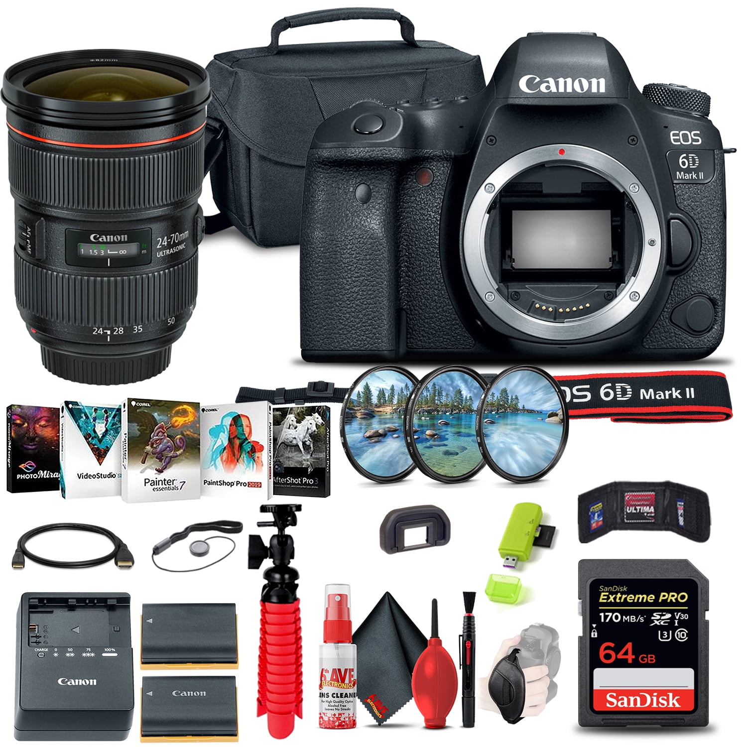Canon EOS 6D Mark II DSLR Camera (1897C002) + Canon EF 24-70mm 