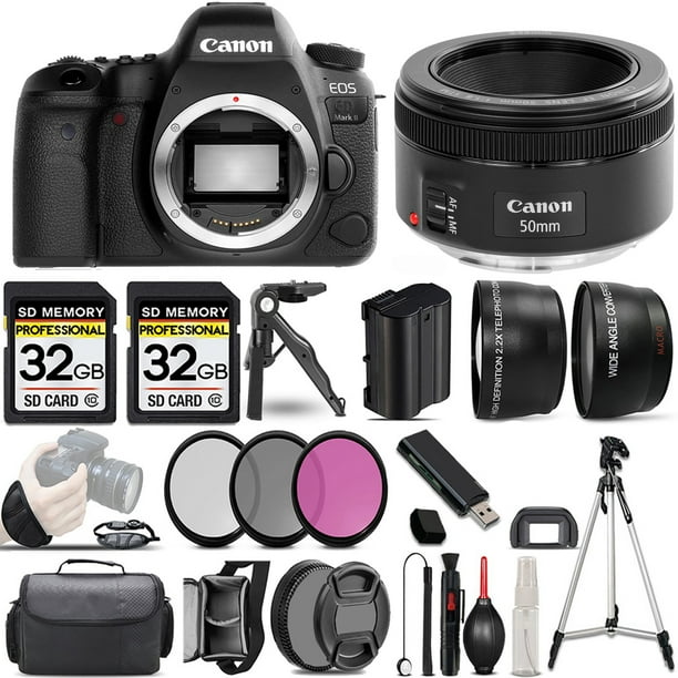 Canon EOS 6D Mark II DSLR Camera +50mm f/1.8 STM Lens +Flash