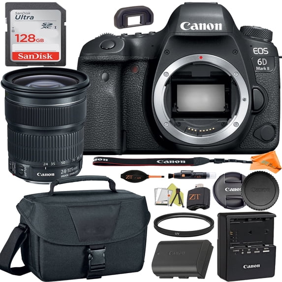 Canon EOS 6D Mark II DSLR Camera with 24-105mm Lens with 128GB Card + Case + ZeeTech Accessory Bundle (International Version)