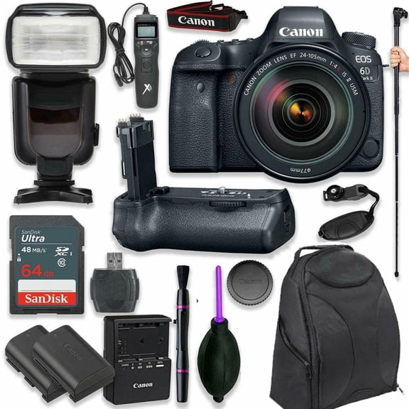 Canon EOS 6D Mark II DSLR with EF 24-105mm f/4L IS II USM Lens + (17 items)