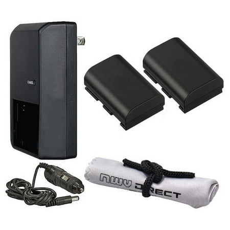Canon EOS 70D High Capacity 'Intelligent' Batteries (2 Units) + AC/DC Travel Charger + Nwv Direct Microfiber Cleaning Cloth.