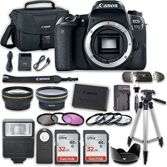 canon eos 77d dslr camera bundle (body only) with accessory kit (14 items)