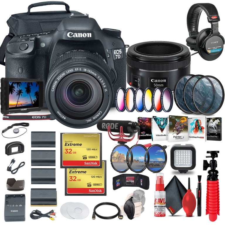 Canon EOS 7D DSLR Camera with 18-135mm Kit (3814B016) + 4K Monitor 