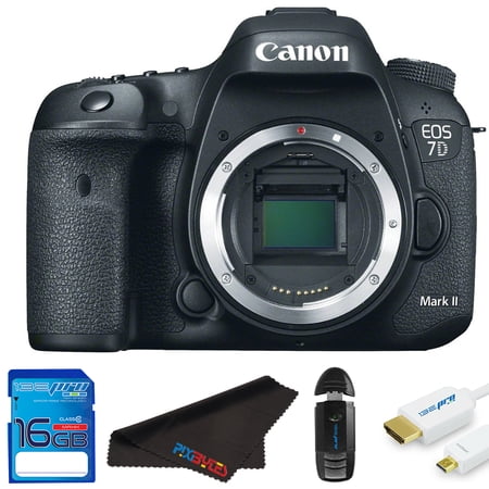 Canon EOS 7D Mark II DSLR Digital Camera (Body Only) + 16GB SD Card + HDMI Cable + Pixi Starter Bundle Kit