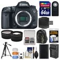 thumbnail image 1 of Canon EOS 7D Mark II GPS Digital SLR Camera Body with 64GB Card + Backpack + Battery/Charger + Tripod + Remote + Tele/Wide Lens Kit, 1 of 7