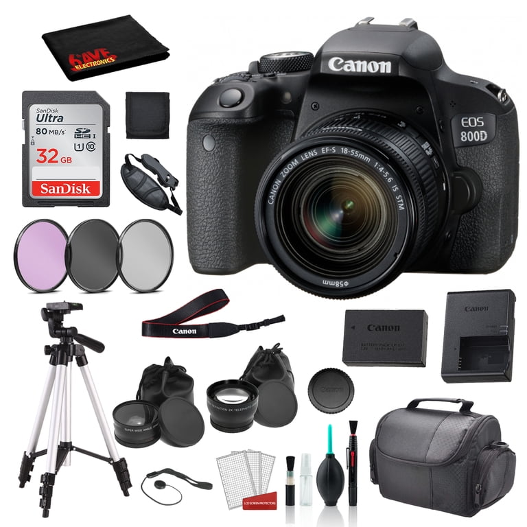 Canon EOS 800D DSLR with 18-55mm IS STM Lens, SanDisk 32GB SD Card