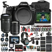Canon EOS 80D Camera W/ 18-135mm Lens and EF-S 55-250mm Lens - Pro Bundle International Version