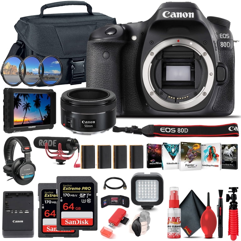 Canon EOS 80D DSLR Camera Bundle: Includes 4K Monitor, EF 50mm