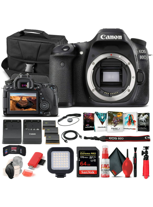 Canon EOS 80D DSLR Camera Body Only 1263C004  - Advanced Bundle