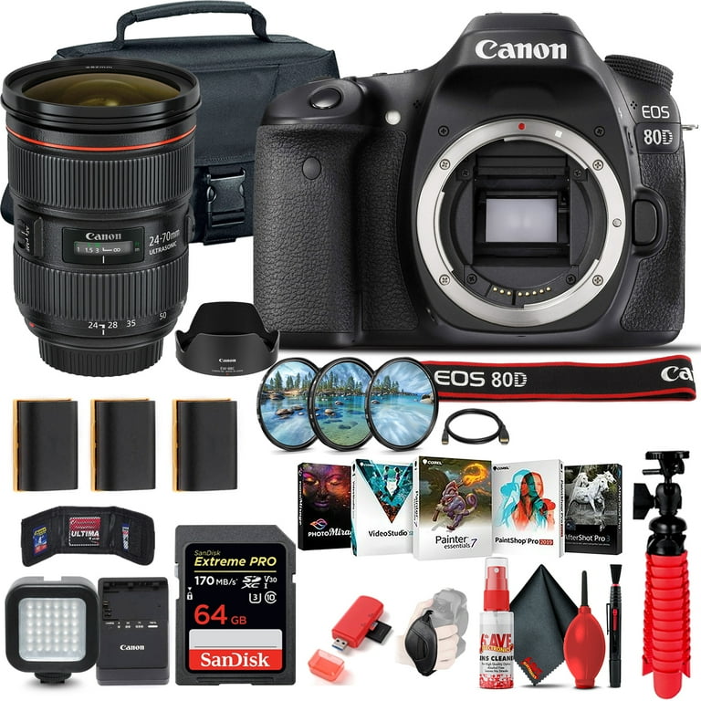 Canon EOS 80D DSLR Camera (Body Only) (1263C004) + Canon EF 24