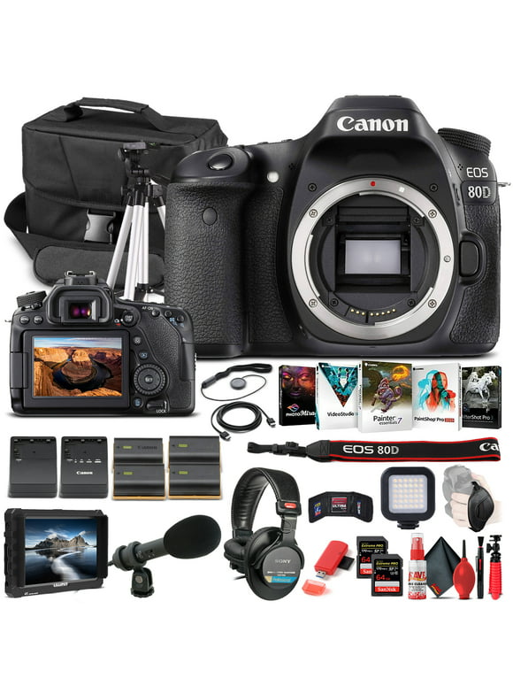 Canon EOS 80D DSLR Camera Body Only 1263C004  - Pro Bundle