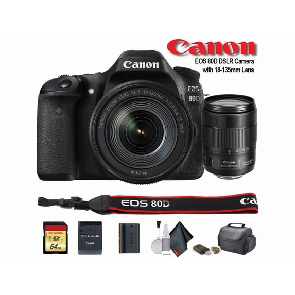 Canon EOS 80D DSLR Camera 24.2MP + 18-135mm Lens Starter Bundle (International Model)