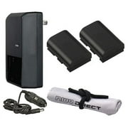 Canon EOS 80D High Capacity Intelligent Batteries 2 Units + AC/DC Travel Charger + Nwv Direct Microfiber Cleaning Cloth.